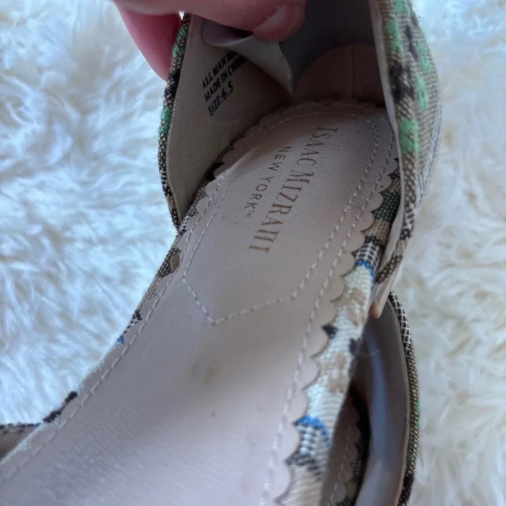 Isaac Mizrahi New York Woven D'Orsay Flats Pointed Toe Brown Green Size 6.5
